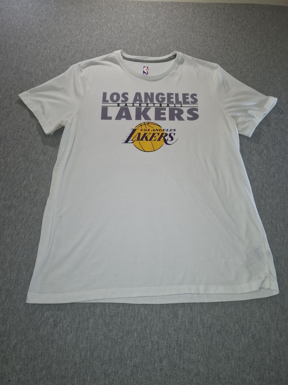 NBA Los Angeles Lakers White Tee with Purple and Gold Logo